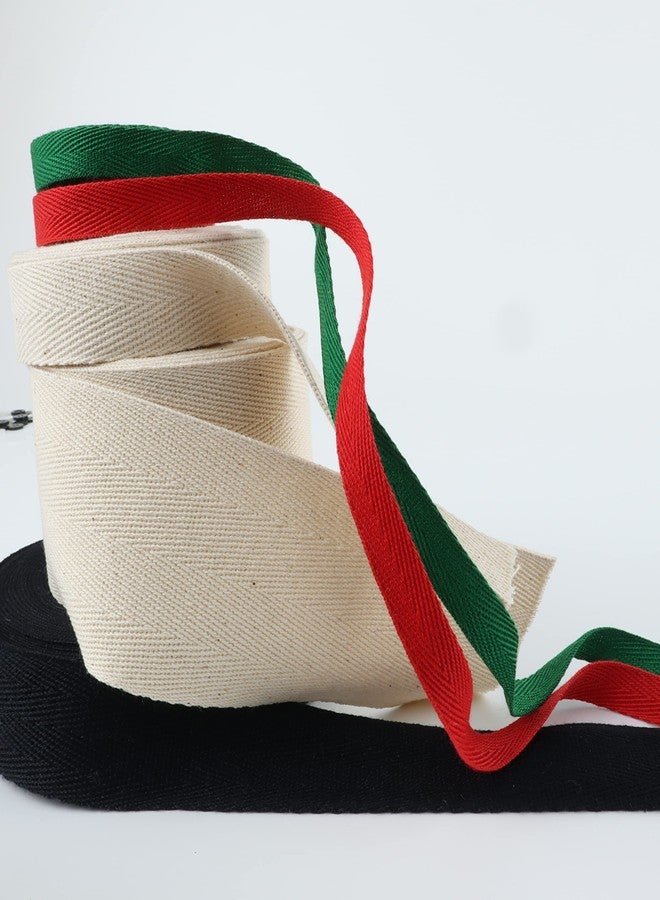 HANDSANDHEART Christmas Twill Tape Ribbon, 5 Yard Red & Green Herringbone Pattern, 100% Cotton Bias Tape for Sewing DIY, Home Decorations, Gift Wrapping Arts & Crafts, Tote Strap (Red/Green, 3/8 Inch) - Image 4